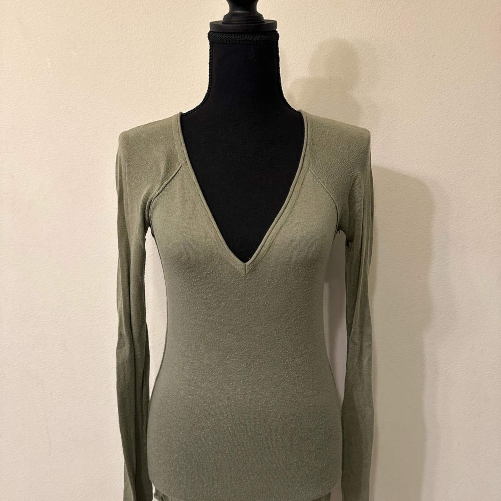 BCBGirls Sage Green V-Neck Sweater